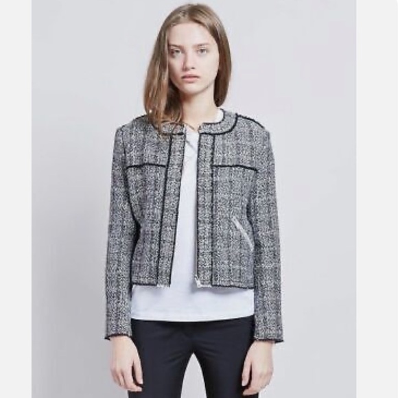 ISABEL MARANT ETOILE Laura Wool Blend Tweed Zip Jacket SZ XL - Picture 3 of 11